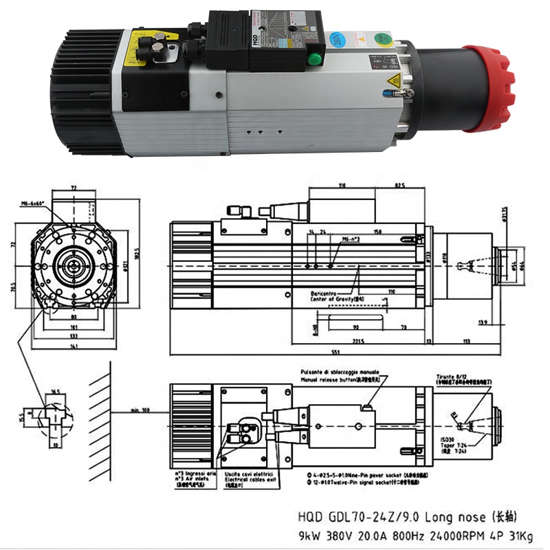 Spindle Motor - الموردين HQD 9kw 220 فولت 380