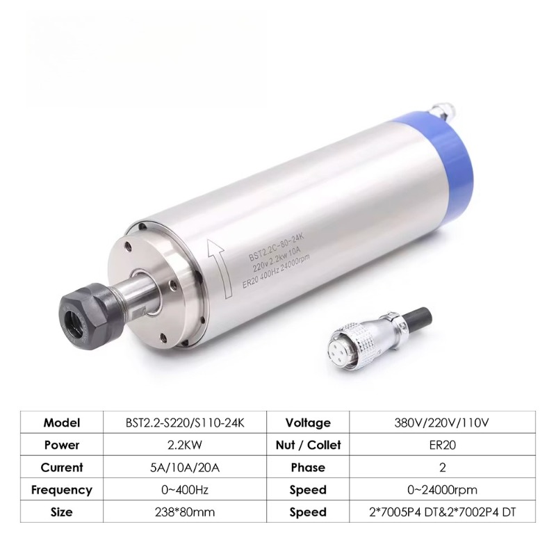 محرك مغزل مبرد بالماء ER20 بقو - مراجعة Spindle Motor وسعره